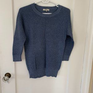 Madewell cotton blue 3/4 sweater, size XS
